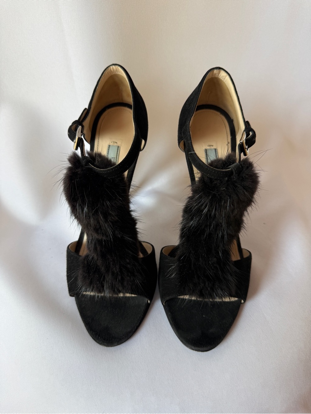 Prada Black Mink Fur High Heels